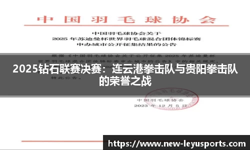 2025钻石联赛决赛：连云港拳击队与贵阳拳击队的荣誉之战